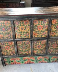 Mid Twentieth Century Tibetan Cabinet Floral Design